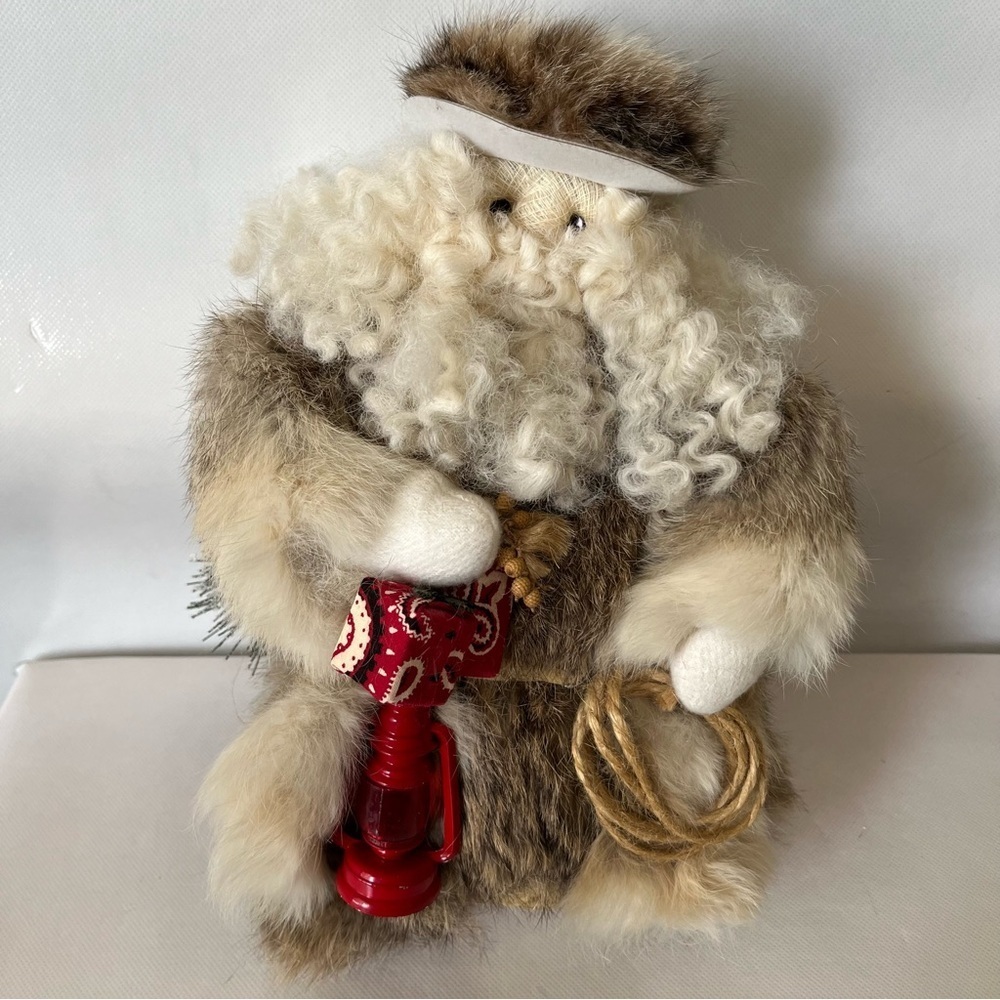 Vintage Handmade Santa Rabbit Fur Western Folk Art